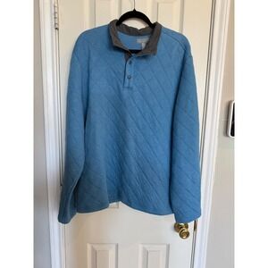 Ocean Coast Mens XL Blue Quilted Snap Mock Neck Pullover Sweatshirt